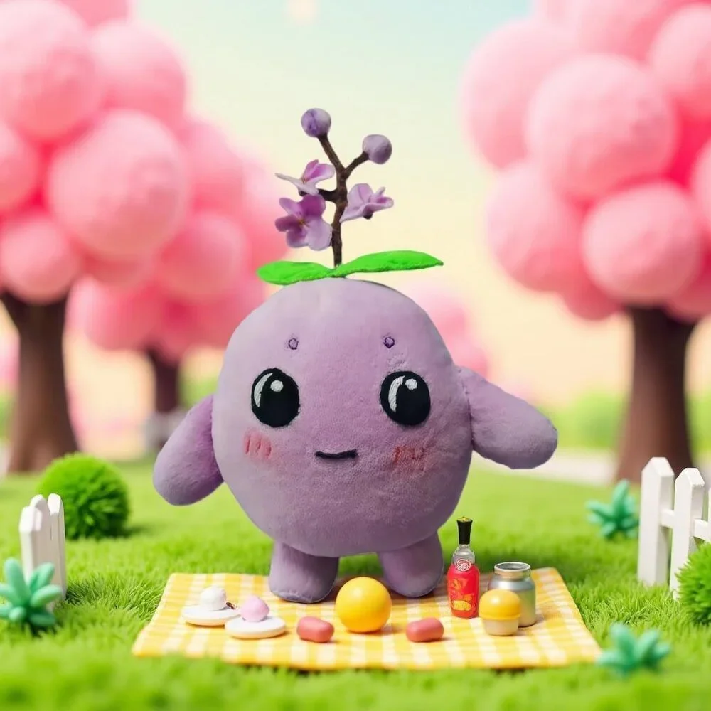 Unique Purple Plush Handmade Soft Stuffed Plum Doll Original Design Cute